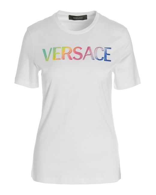Versace White Logo Rainbow T-shirt