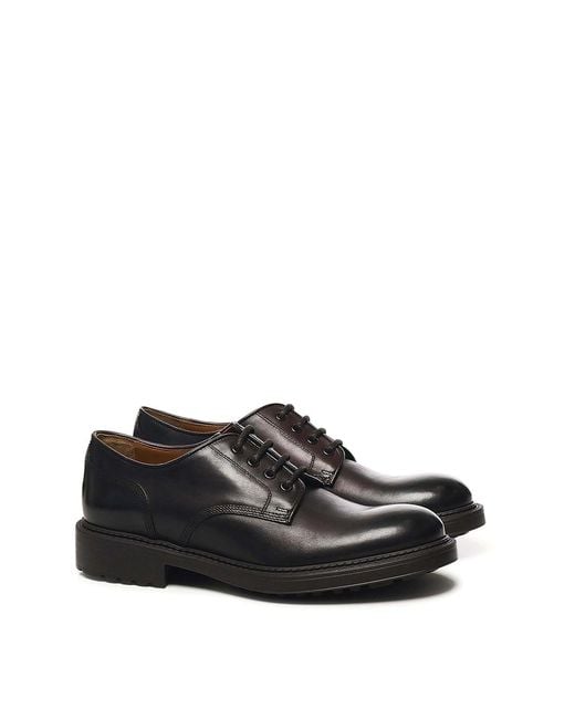 Doucal's Black Leather Lace-Ups for men