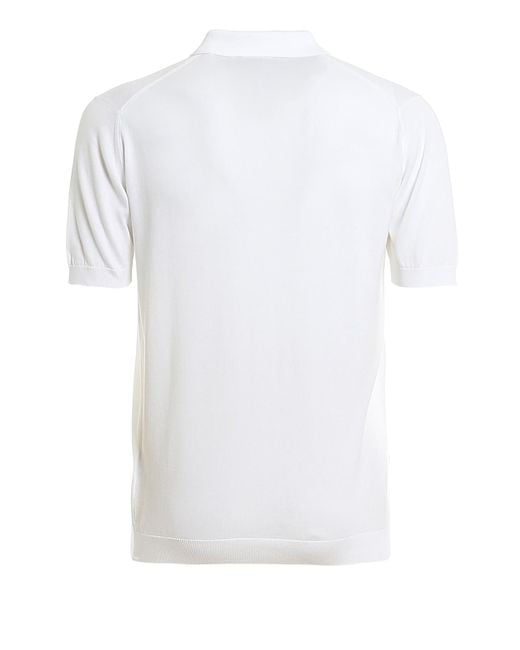 John Smedley White Adrian Cotton Jersey Polo for men