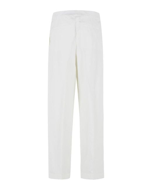 Jil Sander White Milk Cotton And Silk Trousers