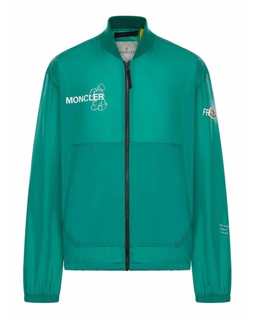Moncler Green Ostria Bomber Coated Canvas Fragment for men