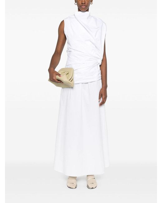Jil Sander White Sm Knot Waist Top