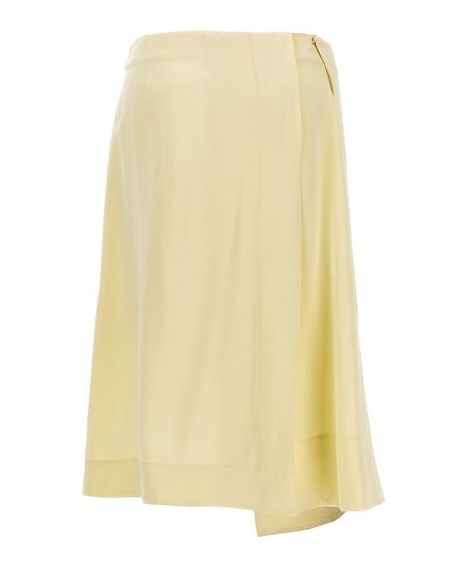 Jil Sander Yellow Satin Skirt With Side Slit