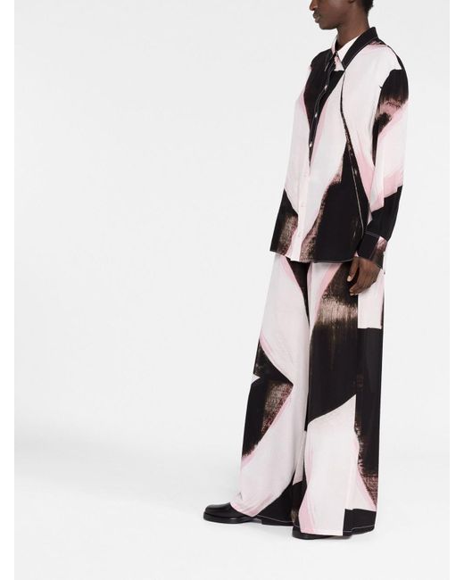 McQueen Black High-Waisted Wide-Leg Wool Trousers