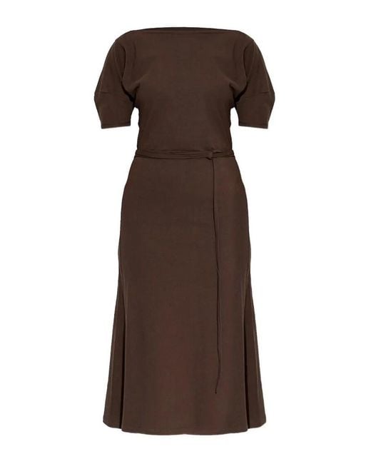 Lemaire Brown Short Sleeve Off Shoulder Dress