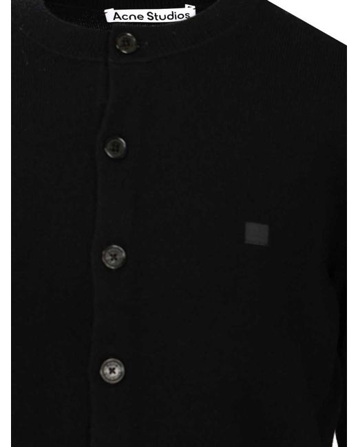 Acne Black Crew Neck Wool Cardigan