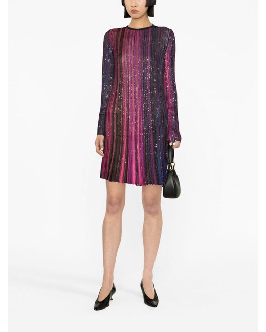 Missoni Purple Lurex Pleated Short Dress
