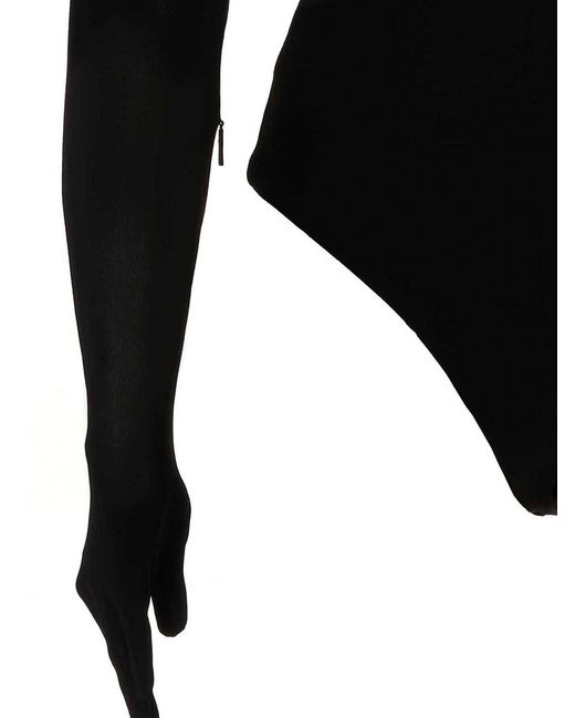 Ambush Black Heart Shaped Gloves Bodysuit
