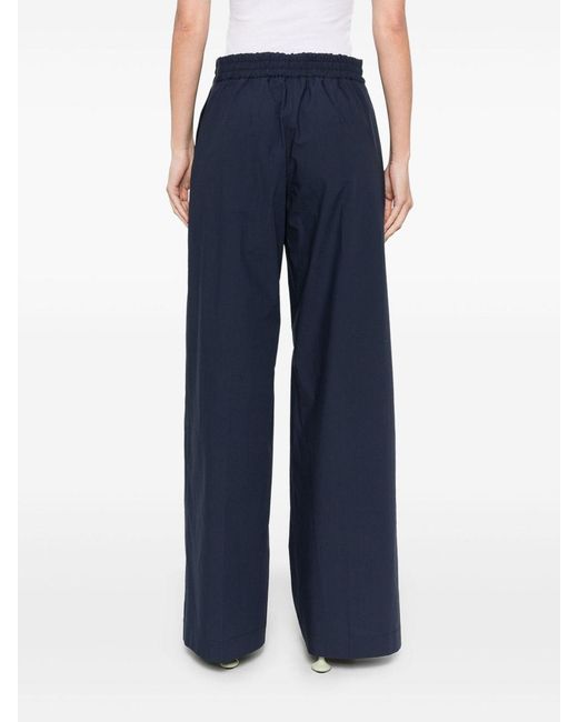P.A.R.O.S.H. Blue Cotton Wide-Leg Trousers