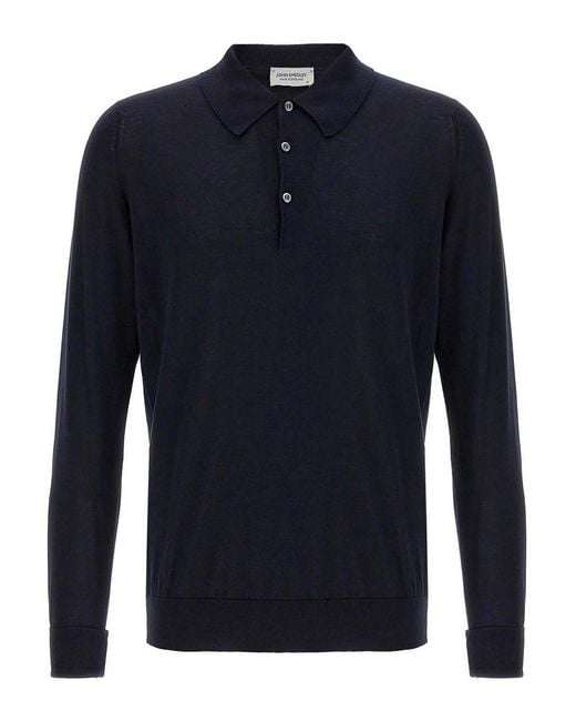 John Smedley Blue Polo Shirt for men