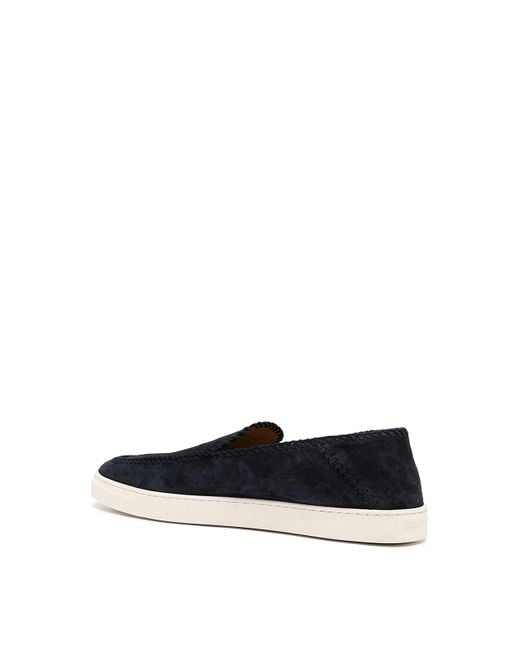 Giorgio Armani Black Suede Loafers With Embroidered Edging for men
