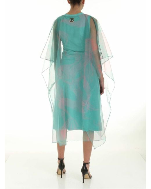KENZO Green Double Layer Dress In Aquamarine