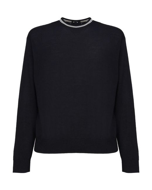 Emporio Armani Black Wool Sweater for men
