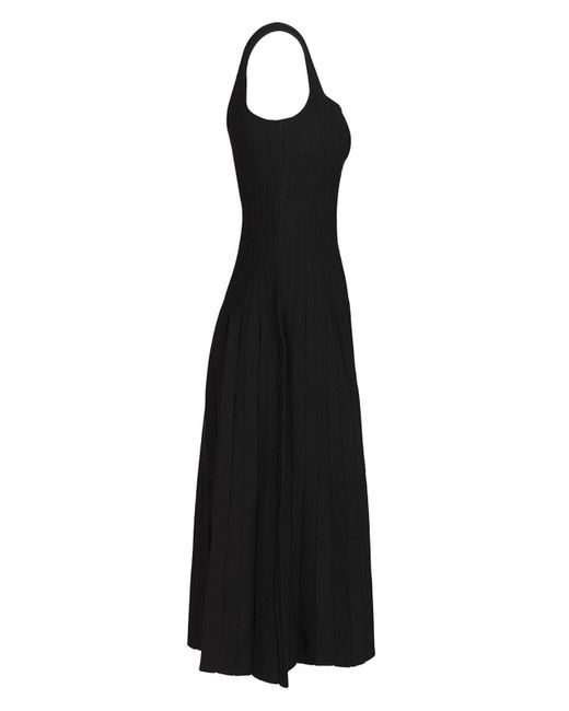 Staud Black Fitted Midi Dress