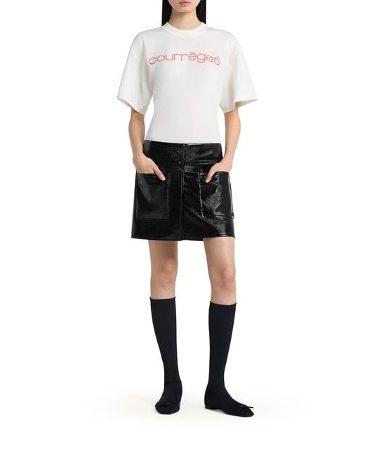 Courreges White Cotton T-Shirt With Print