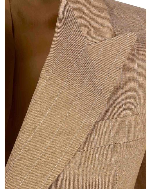 Tagliatore Natural Double-Breasted Striped Suit
