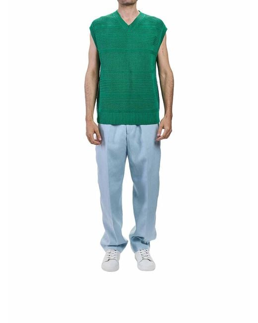 Paul Smith Green Knitted Cotton Vest for men