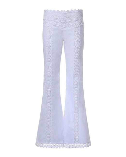 Charo Ruiz Blue Vianora Cotton Voile And Lace Pants