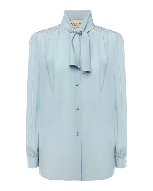 Valentino Garavani Blue Crepe De Chine Shirt