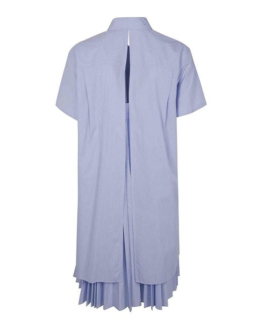 Sacai Blue Cotton Poplin Dress