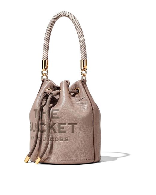 Marc Jacobs Natural Grained Leather Bucket Bag With Logo
