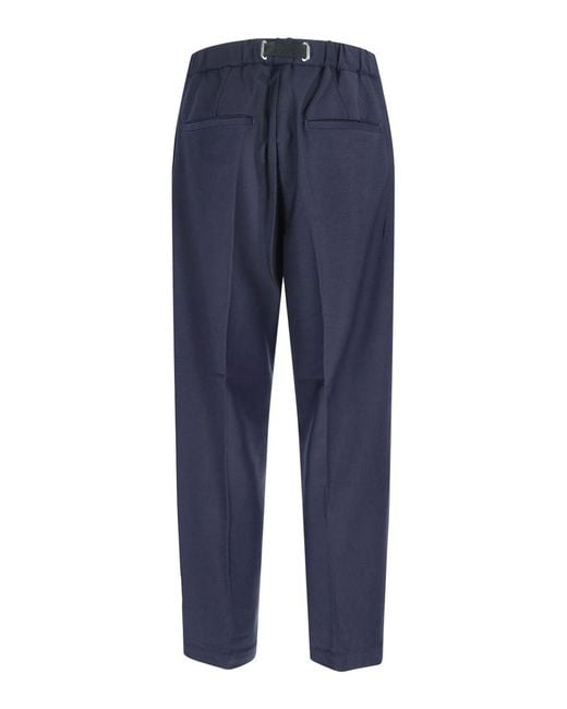 White Sand Blue Wool Blend Trousers for men