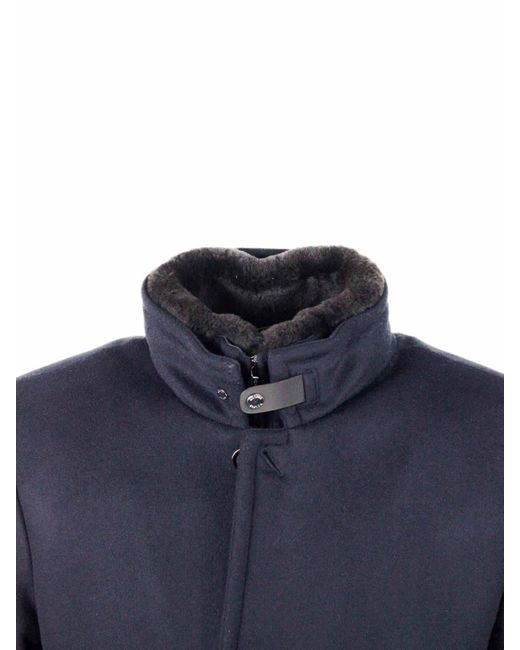 Moorer Blue Wool Blend Coat for men