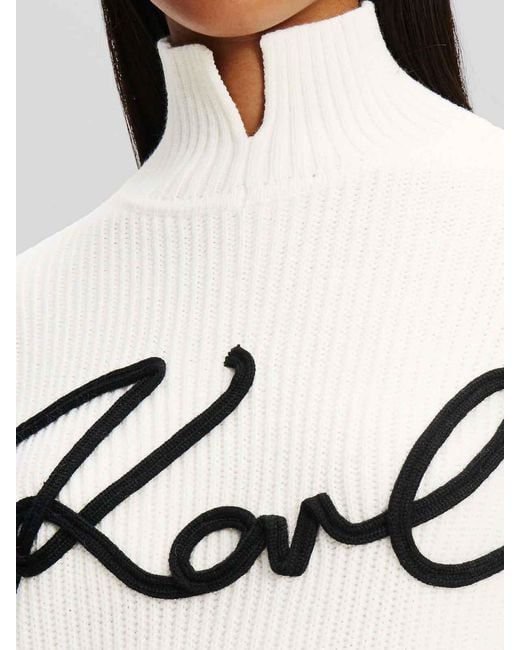 Karl Lagerfeld White Soutache Signature Chunky Knit