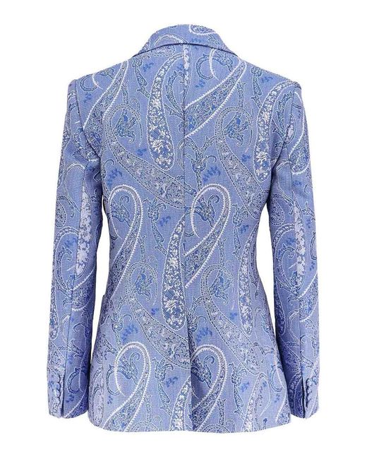 Etro Blue Single-Breasted Blazer