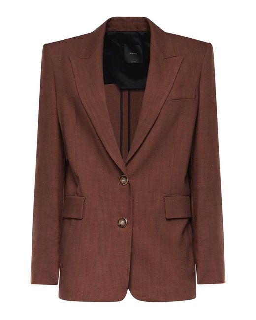 Pinko Brown Single-Breasted Jacket With A Rustic Look