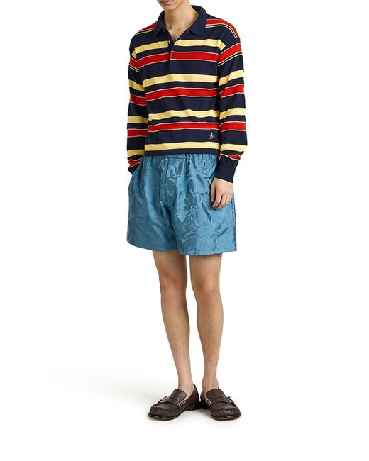 J.W. Anderson Blue J.W.Anderson Striped Knitted Rugby Polo for men