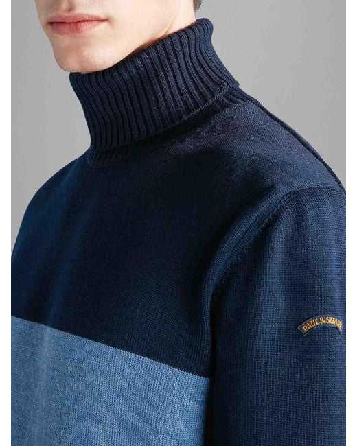 Paul & Shark Blue Paul Wool Turtleneck for men
