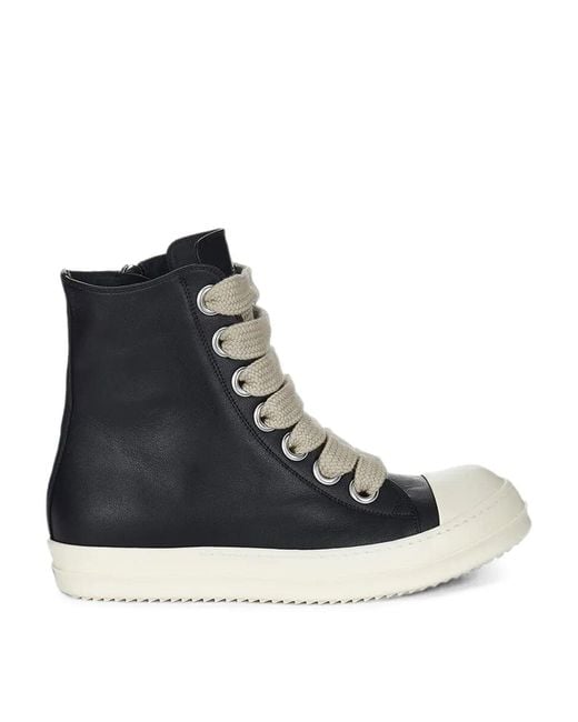 Rick Owens Black Jumbolace Leather Sneakers
