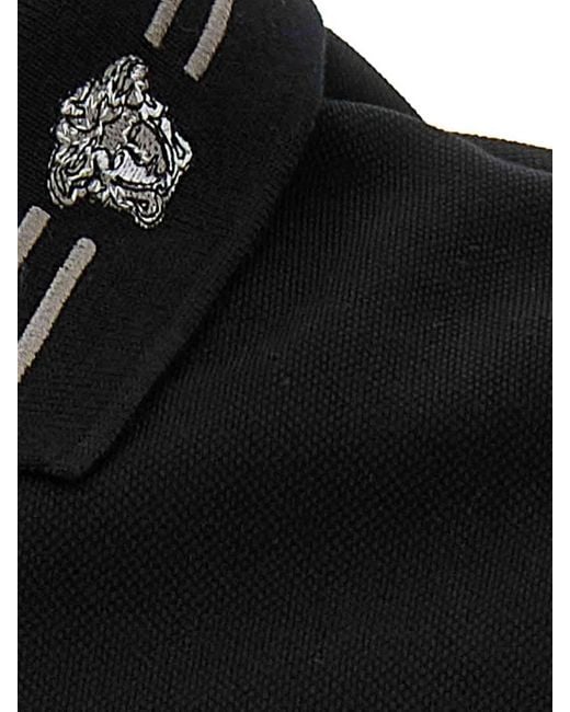 Versace Black Medusa Embroidery Polo Shirt for men