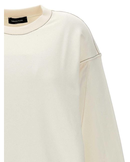 Fabiana Filippi White Jewel Detail Sweatshirt