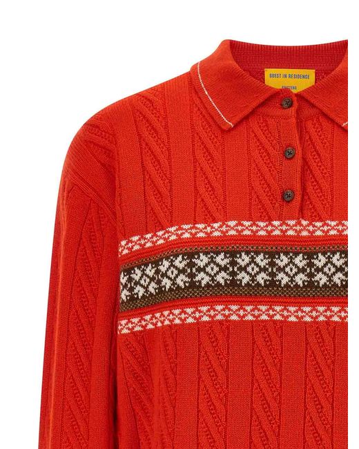Guest In Residence Red Polo Sweater