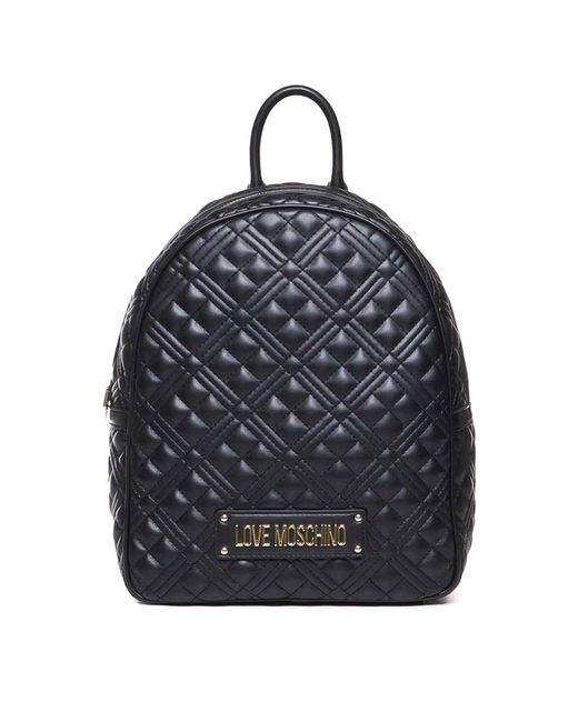 Love Moschino Blue Quilted Backpack With Logo
