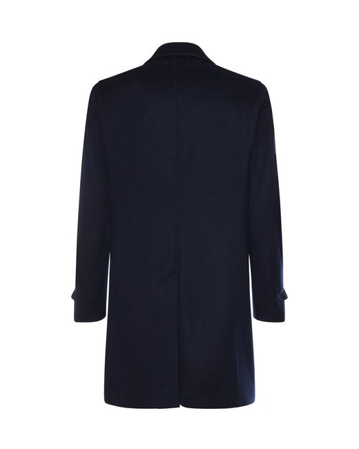 Luigi Bianchi Blue Cashmere Coat for men