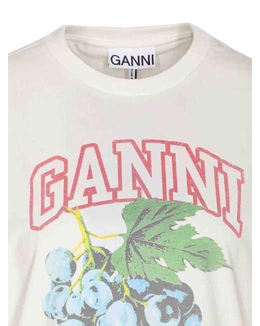 Ganni White Grapes Logo T-Shirt