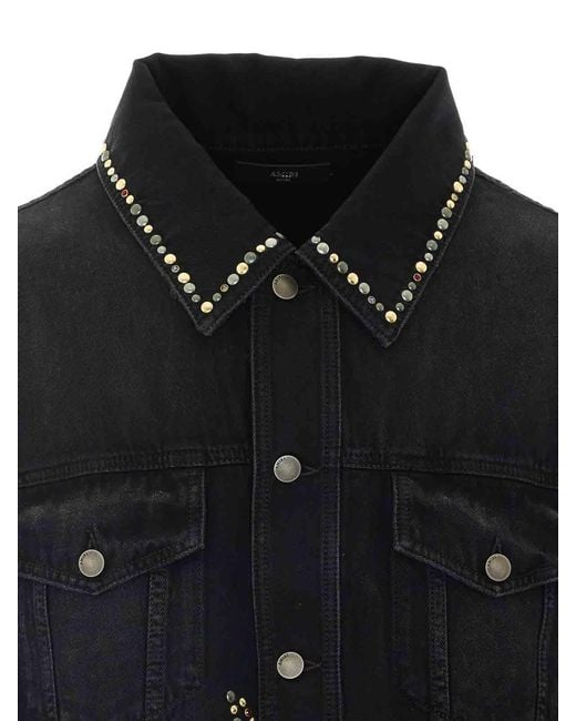 Amiri Black Studs Flames Trucker Jacket for men
