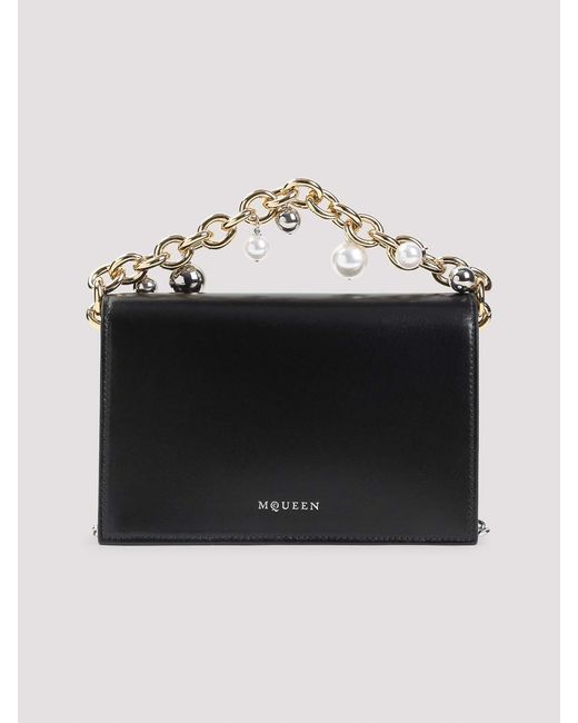 McQueen Black Small Skull Clutch
