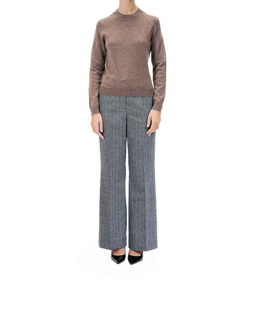 Karl Lagerfeld Brown Cashmere Crewneck
