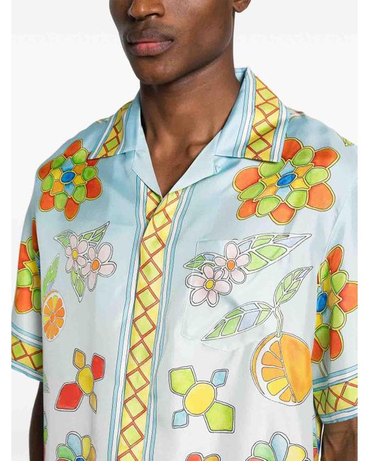 Casablancabrand Blue Yoruba Flowers Shirt for men