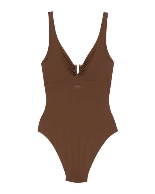 Fisico Brown Metallic Detail Swim Suit