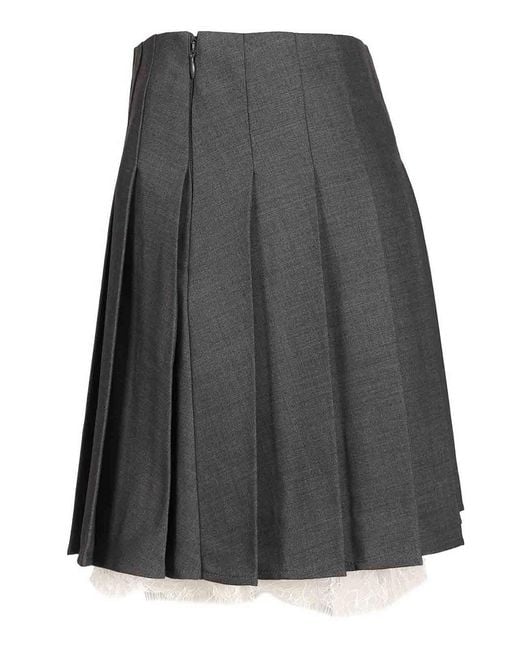 Self-Portrait Gray Pleated Miniskirt