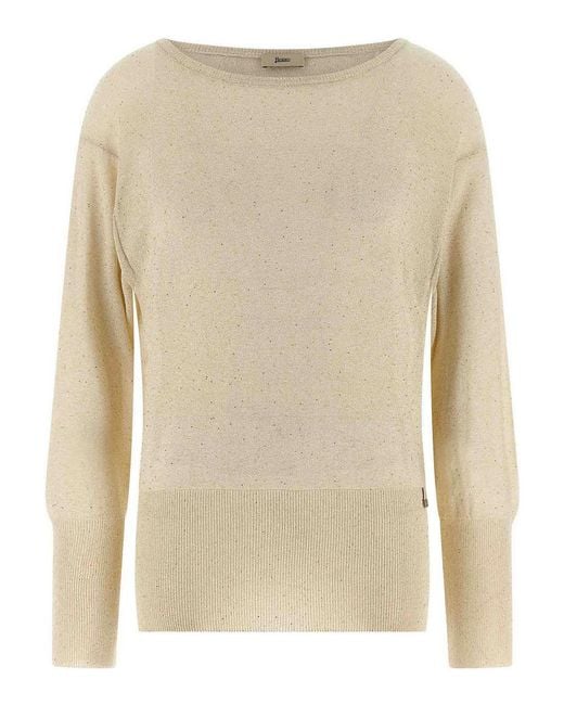 Herno Natural Lam And Sequin Yarn Sweater