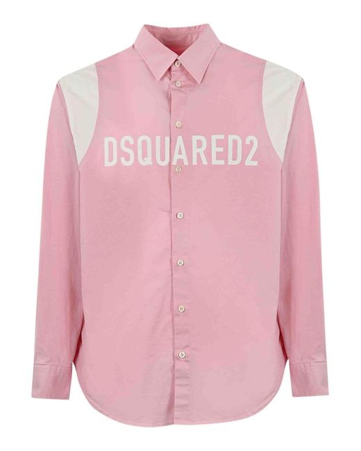 DSquared² Pink Shirt With Logo Print for men