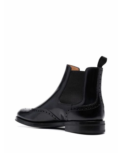 Church's Black Charlize Brogue-Detail Chelsea Boots