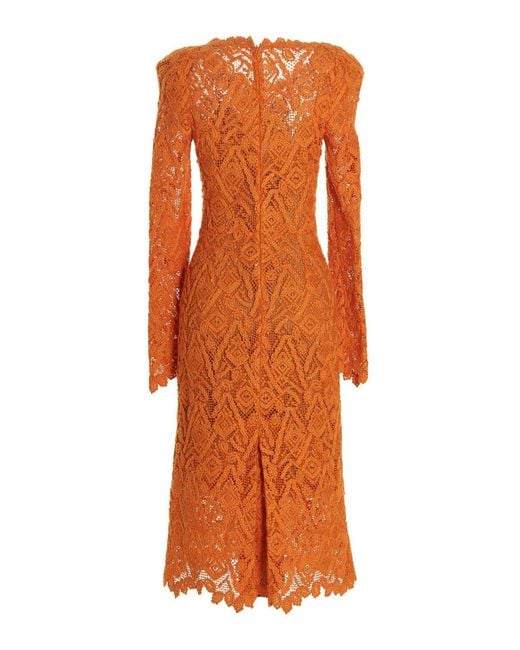 Ermanno Scervino Orange Macramé Lace Dress