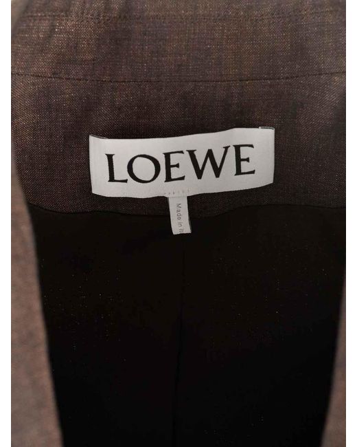 Loewe Brown Linen Single-Breasted Tailored Jacket